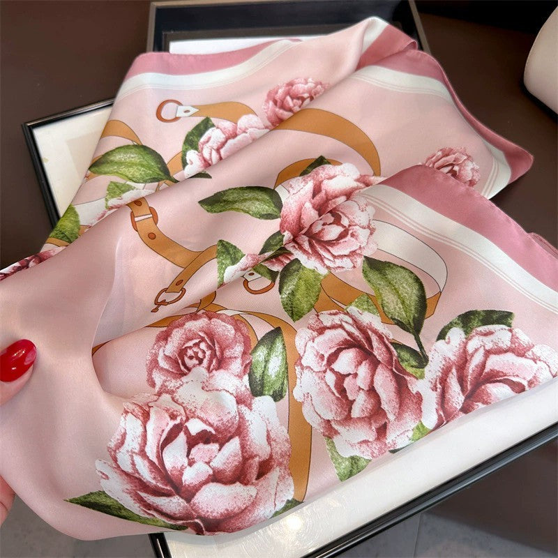 3pcs Silk Feel Square Scarf Set Floral Lotus Paisley Neck Head Scarf 27.5"