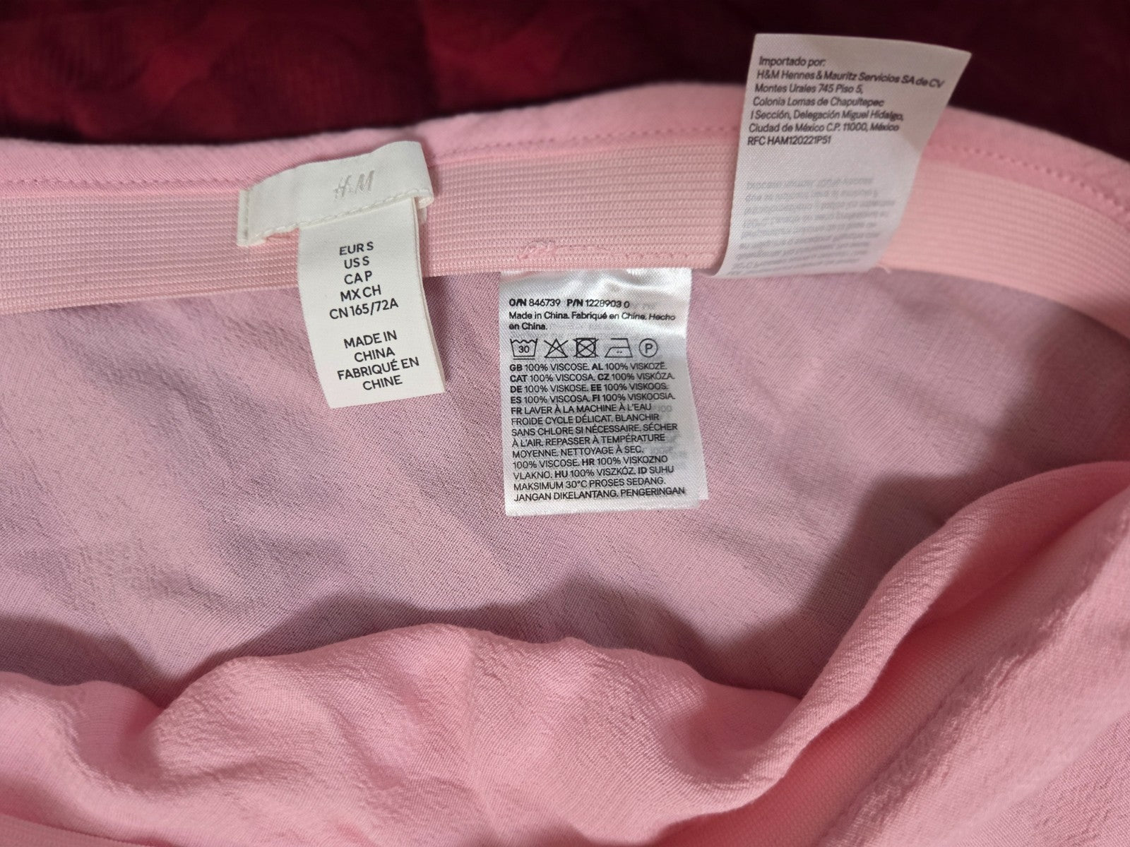 Pink Midi Skirt for Women Elastic Waistband Flowing A Line Skirt for Ladies S