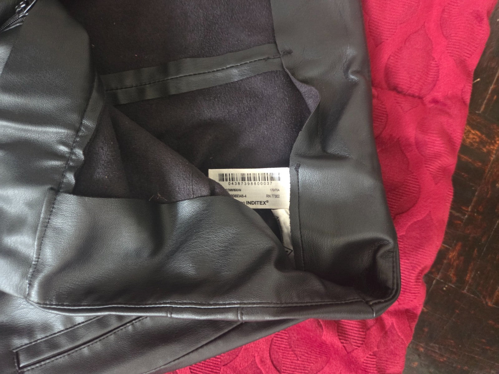 Women’s Faux Leather Pants Size Medium High Waist Straight Leg Black Trousers