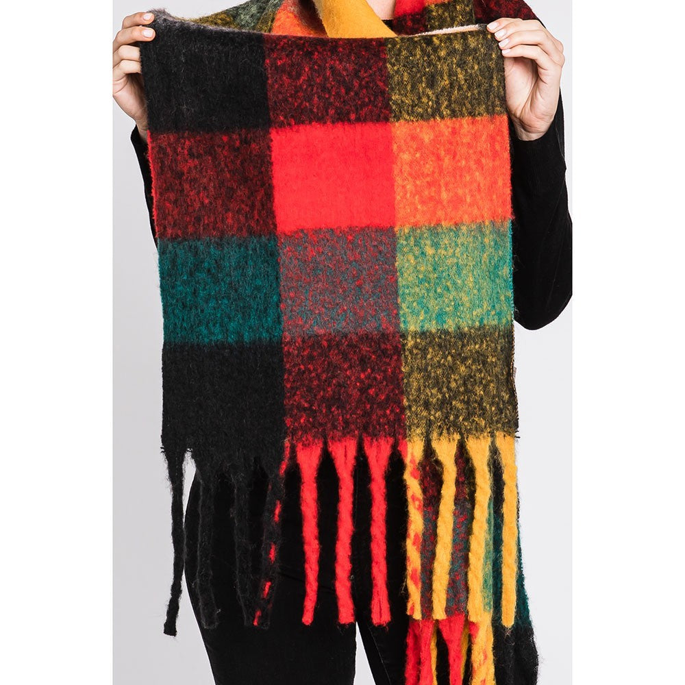 Multi-Colored Plaid Check Scarf Shawl Wrap Oversized Fall Winter Women