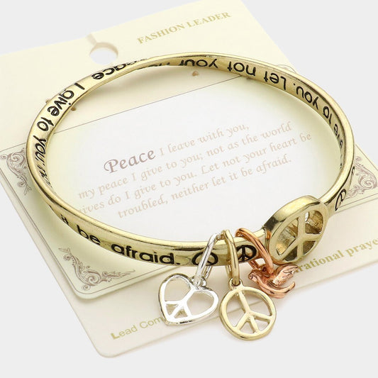 Faith Bangle Bracelet Peace I Leave With You Scripture Message Christian Jewelry