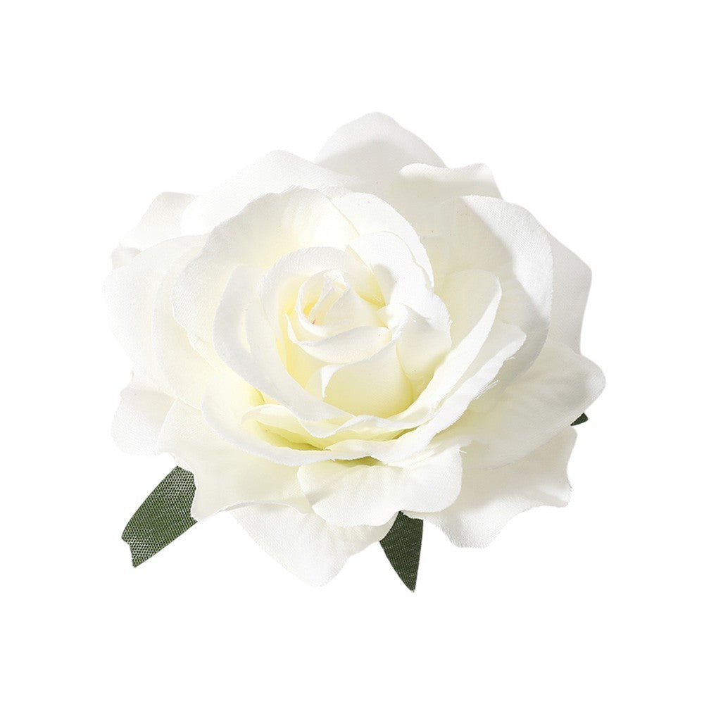 2-Piece Rose Brooch & Hair Clip Set – Orange & White Satin Multi-Use Floral