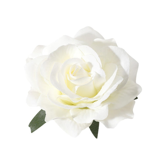 2-Piece Rose Brooch & Hair Clip Set – Orange & White Satin Multi-Use Floral