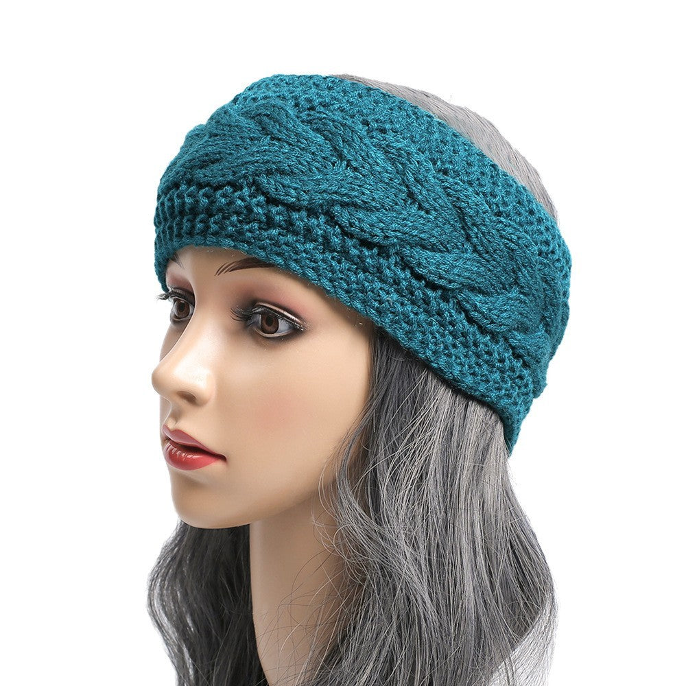 2PCS Cable Knit Headband Ear Warmers Pink Teal Fleece Lined Twisted Winter Set