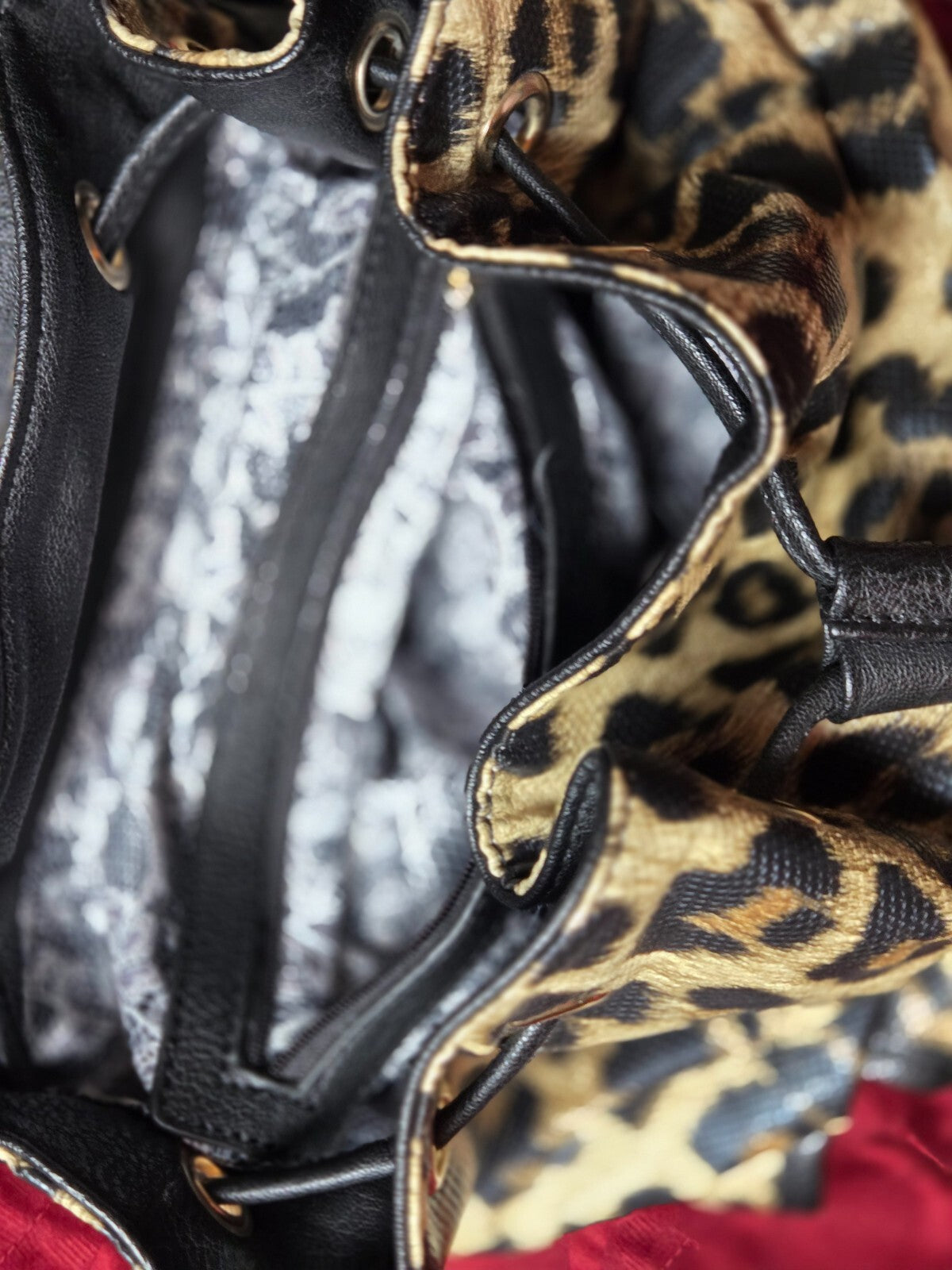 Animal Print Drawstring Backpack for Women with Multiple Interior Pockets Travel