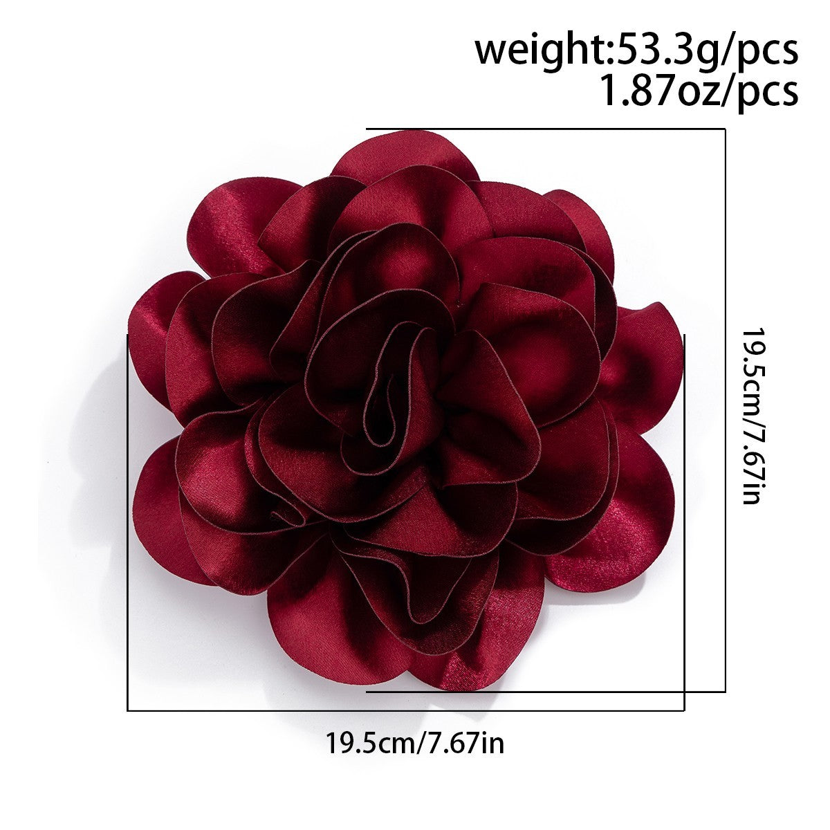 Large Pink Satin Rose Flower Brooch Oversized Fabric Pin Wedding Corsage