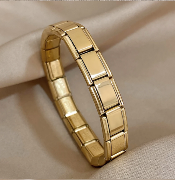 Women’s Stainless Steel 9mm Link Bracelet Gold Tone Chain Fashion Jewelry