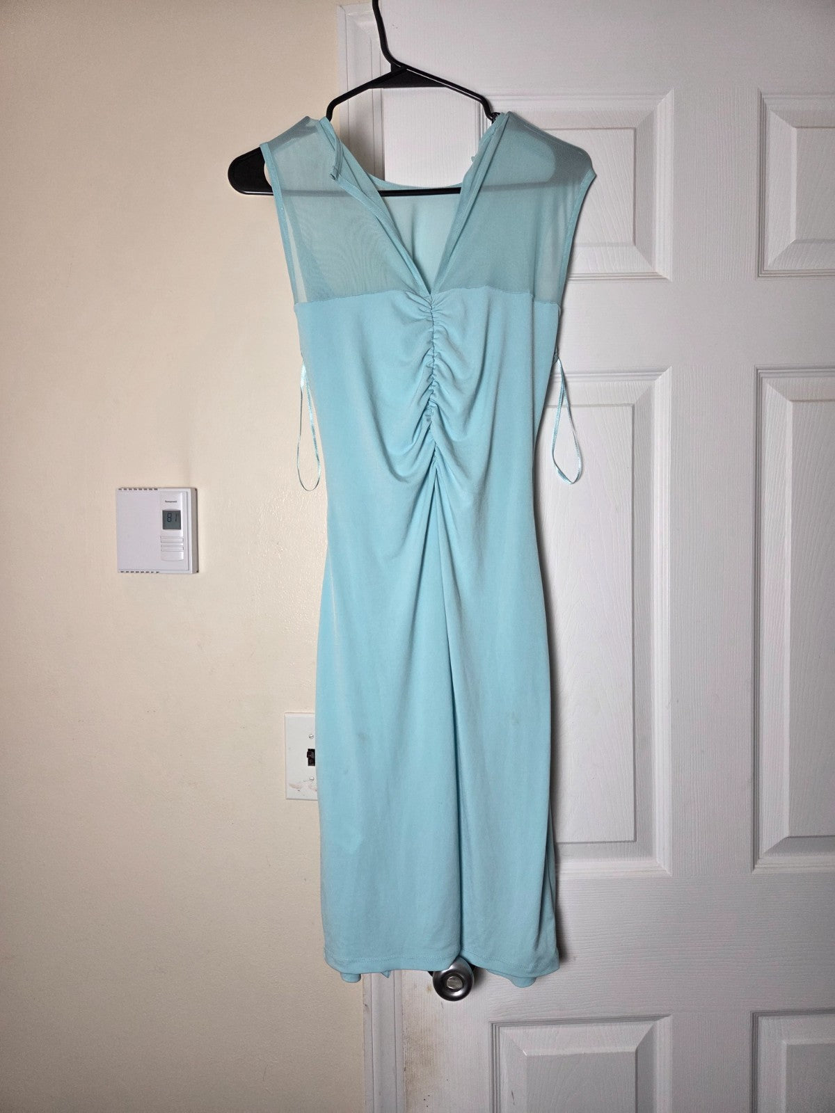 Venus Women Mint Green Mesh Bodice Midi Dress Sleeveless Fit Flare Size M