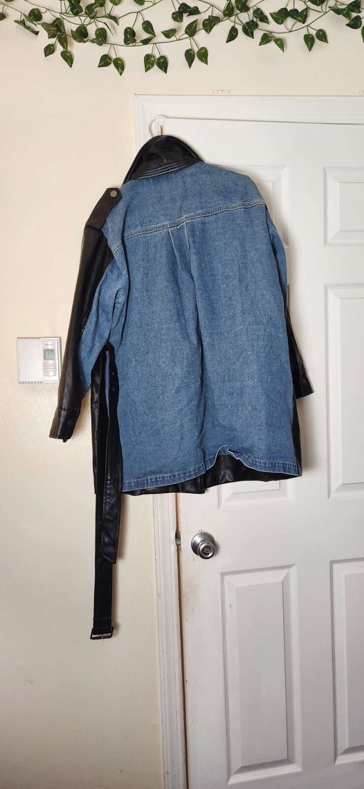 Brand New Faux Leather Denim Back Oversized Jacket Fashion Nova Outerwear 