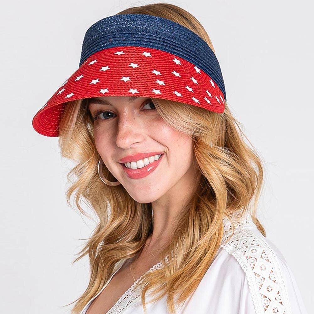 American Flag Roll Up Visor Adjustable Sun Hat Patriotic Summer Accessory