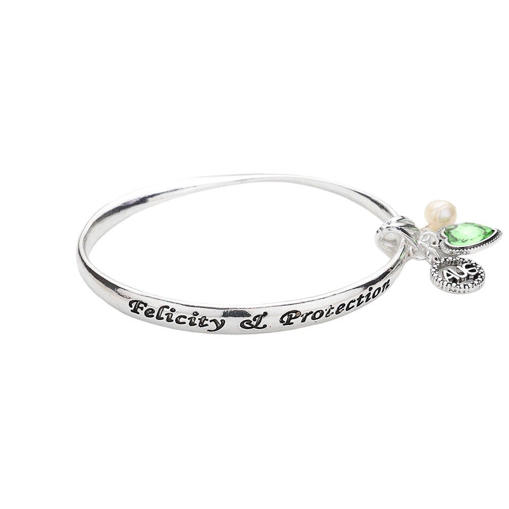 Felicity August Birthstone Heart Charm Bracelet – Silver Tone Protection Jewelry
