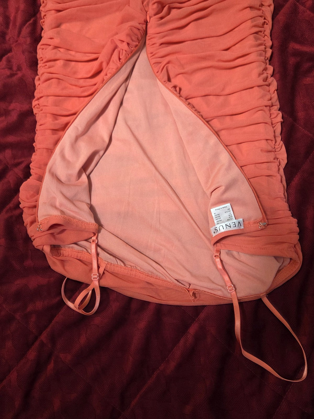 Orange Sleeveless Maxi Dress for Women Cascading Fabric Lined Gown Elegant Wear