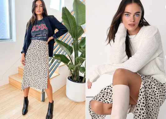 Cheetah Print Midi Skirt for Women Black & White Printed Skirts for Ladies M