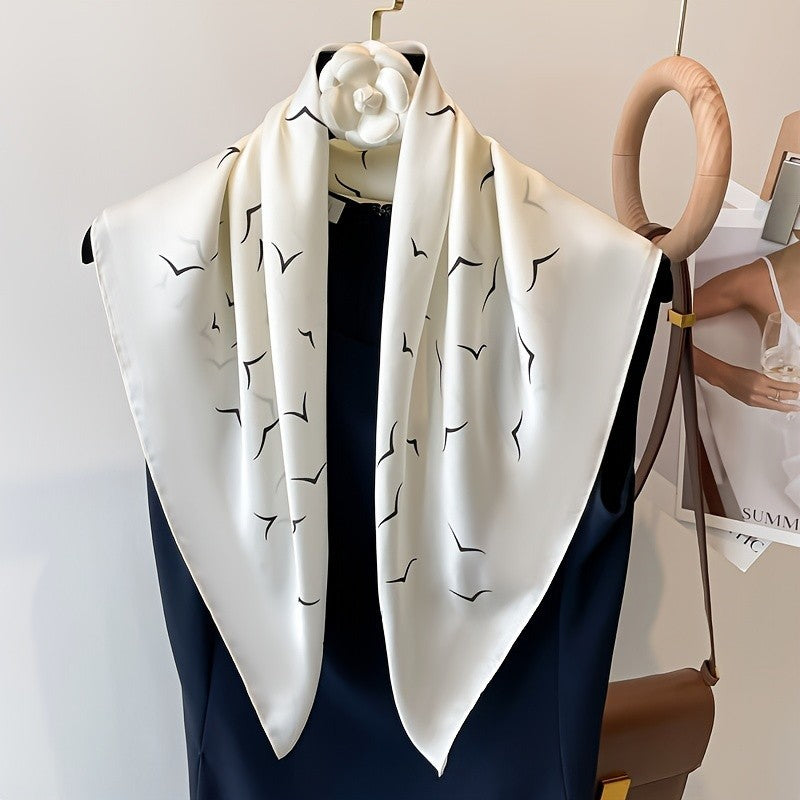 Flock of Birds Women's Luxury Silk Scarf Square 27.5 Inches Lightweight Wrap