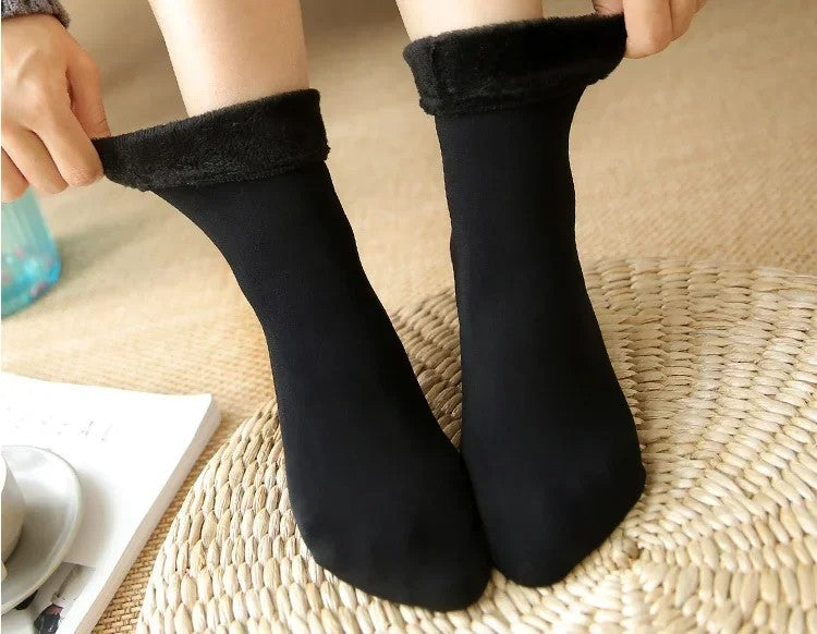 4 PAIR Fleece Lined Thermal Ankle Socks Winter Nude Black Warm Thick Socks Lot