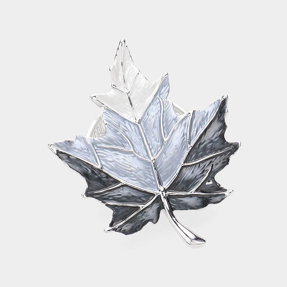 Silver Tone Enamel Maple Leaf Magnetic Brooch Pin Fashion Scarf Accessory