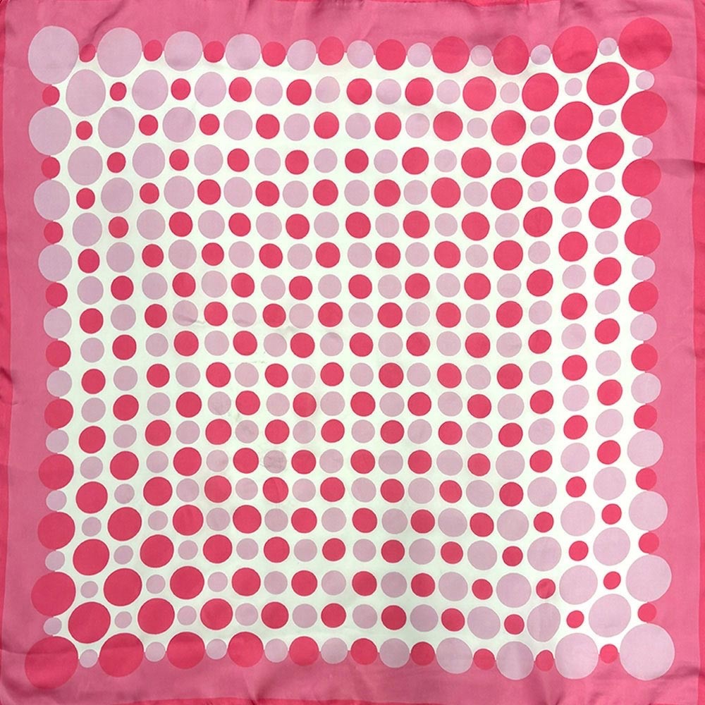Pink Polka Dot Silk Feel Square Scarf Retro Bandana Head Wrap Neck Tie Accessory