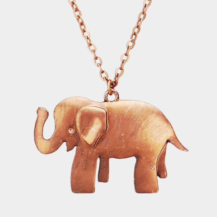 Stylish Rose Gold Elephant Pendant Necklace for Women Long Chain Necklaces