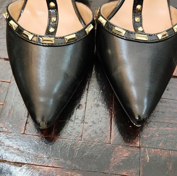 Studded Womens Pointy Kitten Heels in Black INC Closed Toe Ladies Office Shoes 