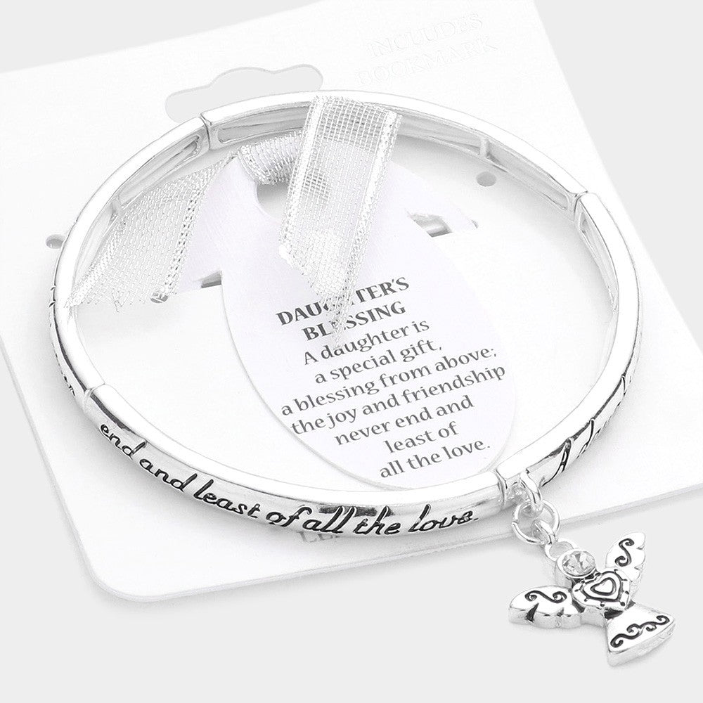 Daughter’s Blessing Message Beaded Stretch Bracelet Gift Inspirational Jewelry