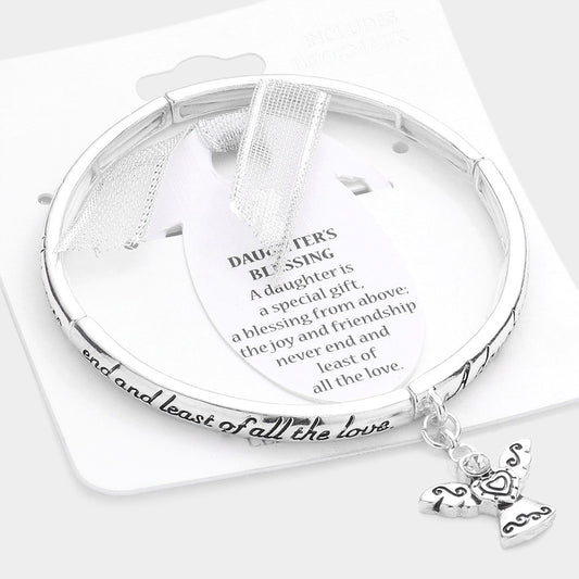 Daughter’s Blessing Message Beaded Stretch Bracelet Gift Inspirational Jewelry