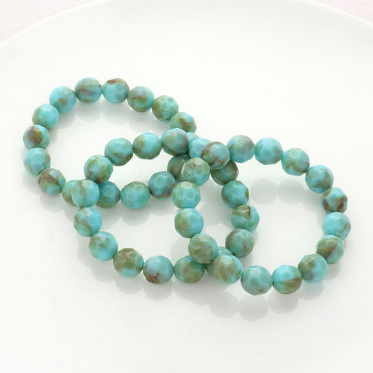 3PCS Faceted Beaded Stretch Bracelets Set Multi Layered Stackable Jewelry Gift