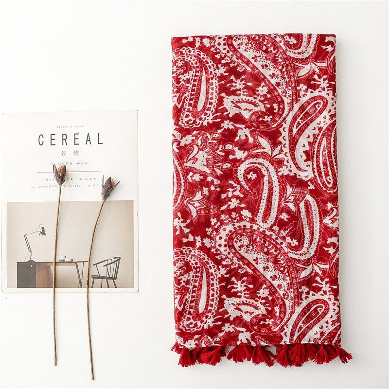 2pcs Women Leopard Animal Print Paisley Tassel Scarf Large Wrap Shawl 71x35"