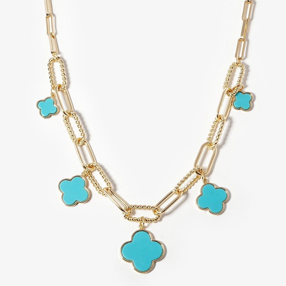 Gold Dipped Multi Quatrefoil Pendant Necklace  Elegant Layered Statement Jewelry