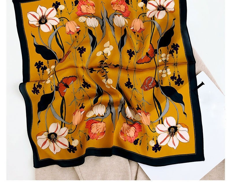 100% Mulberry Silk Floral Square Scarf for Women – Lightweight Luxury Neck Wrap
