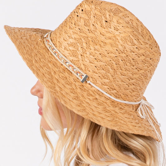 Women's Woven Evil Eye Straw Hat Floppy Sun Beach Bohemian Hat for Ladies