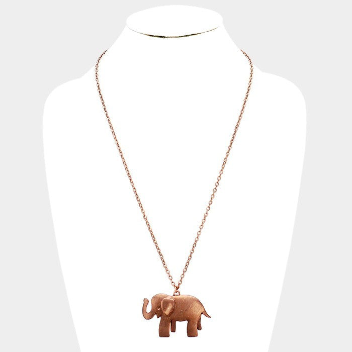 Stylish Rose Gold Elephant Pendant Necklace for Women Long Chain Necklaces