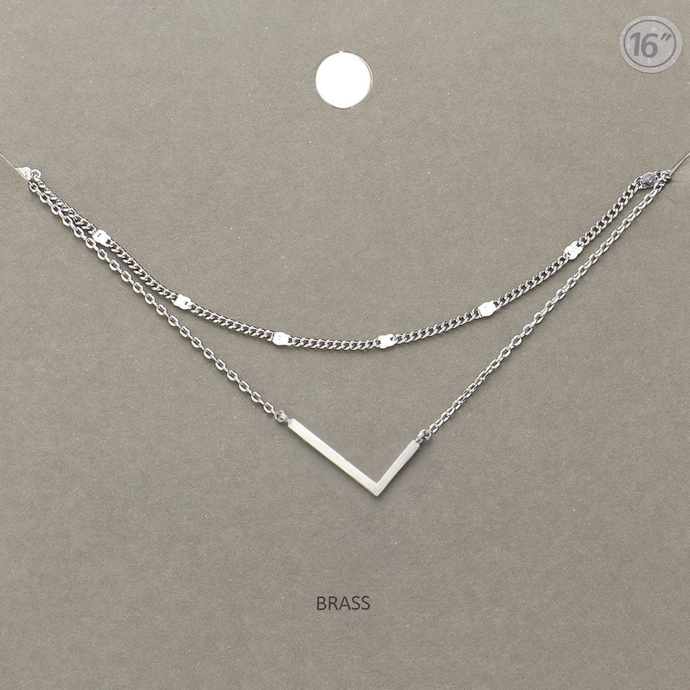 Layered Brass Necklace Letter L Pendant Minimalist Jewelry Gift Women Necklaces