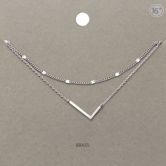 Layered Brass Necklace Letter L Pendant Minimalist Jewelry Gift Women Necklaces