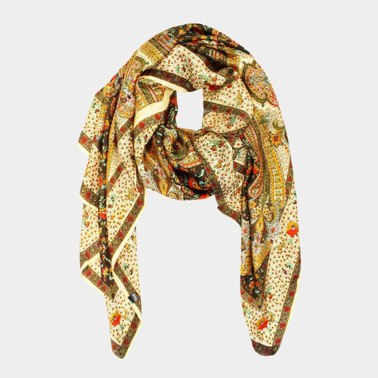 2 Pcs Abstract Paisley Pattern Printed Oblong Silky Satin Scarf Shawl for Women