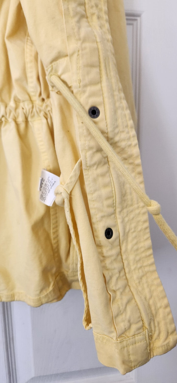 Style & Co Yellow Twill Jacket Large Waterproof Zip Up Drawstring Waist Raincoat