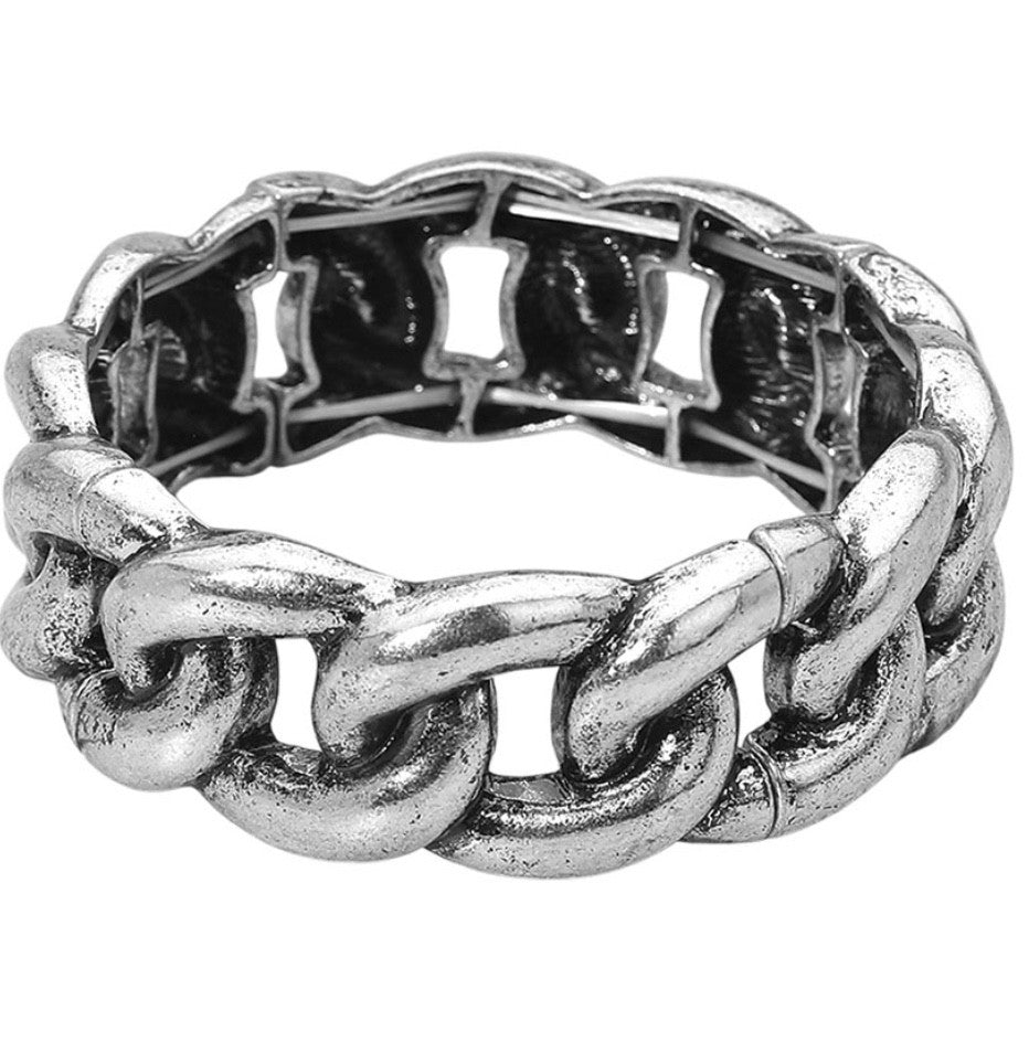 2-Piece Brass Chain Bracelet Set Mixed Metal Gold & Silver Tone Bracelets Unisex