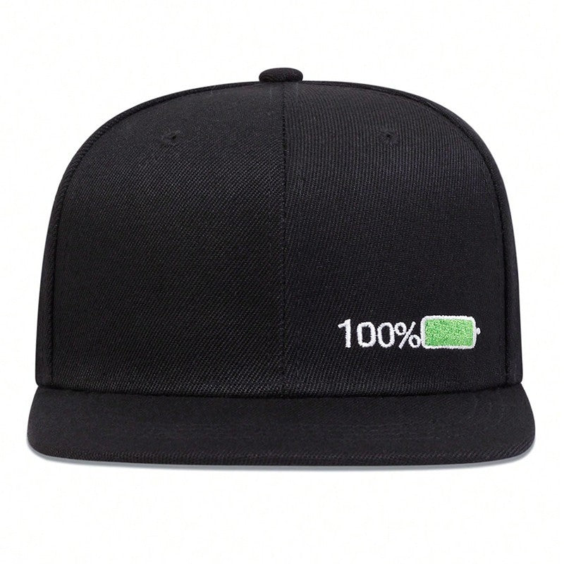 Battery Life Snapback Hat Set 1% Low & 100% Full Charge Embroidered Cap