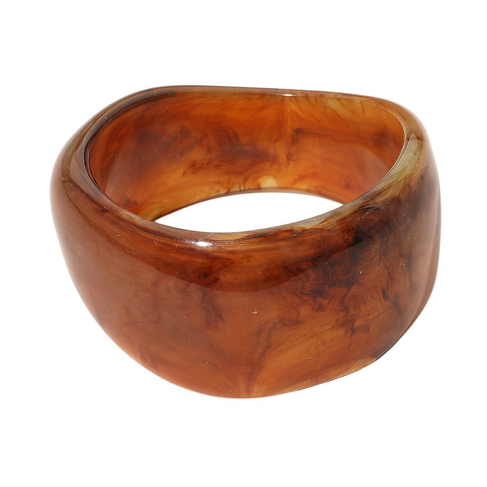 Wide Marbled Resin Bangle Bracelet Tortoise Shell Statement Jewelry