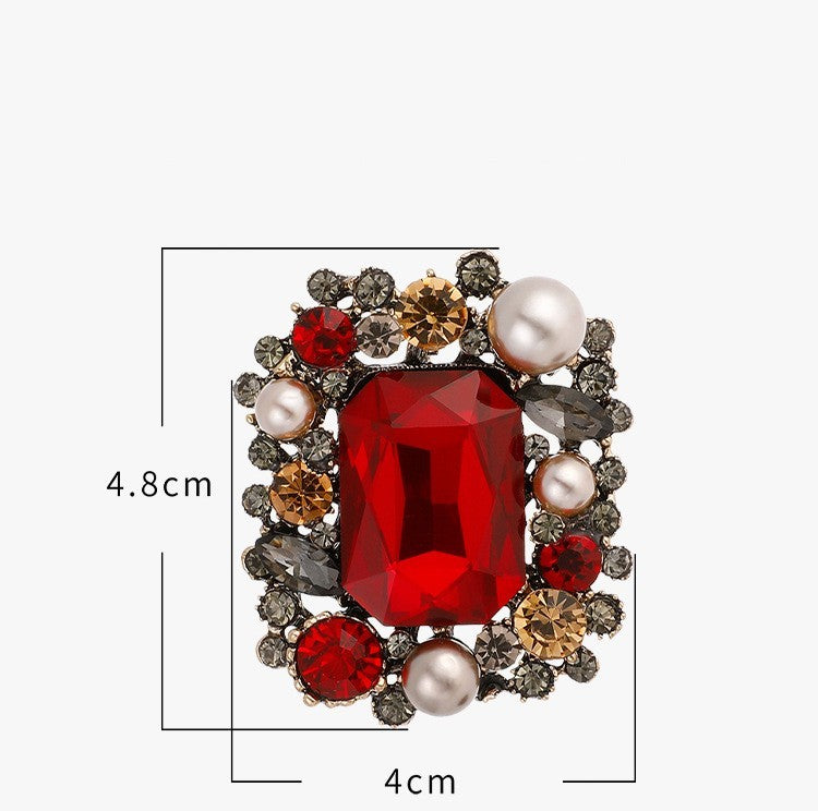 3pcs Vintage Crystal Flower Brooch Set Large Rhinestone Pearl Palace Pins