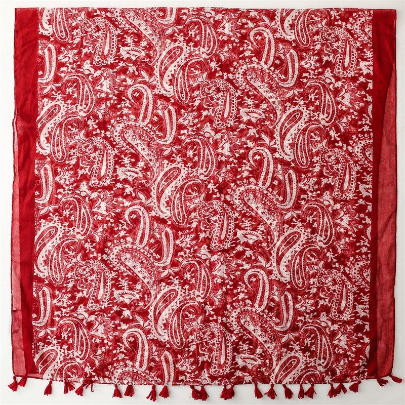 2pcs Women Leopard Animal Print Paisley Tassel Scarf Large Wrap Shawl 71x35"