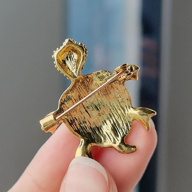 Small Turtle Rhinestone Brooch for Women Girls Colorful Blue Crystal Animal Pin