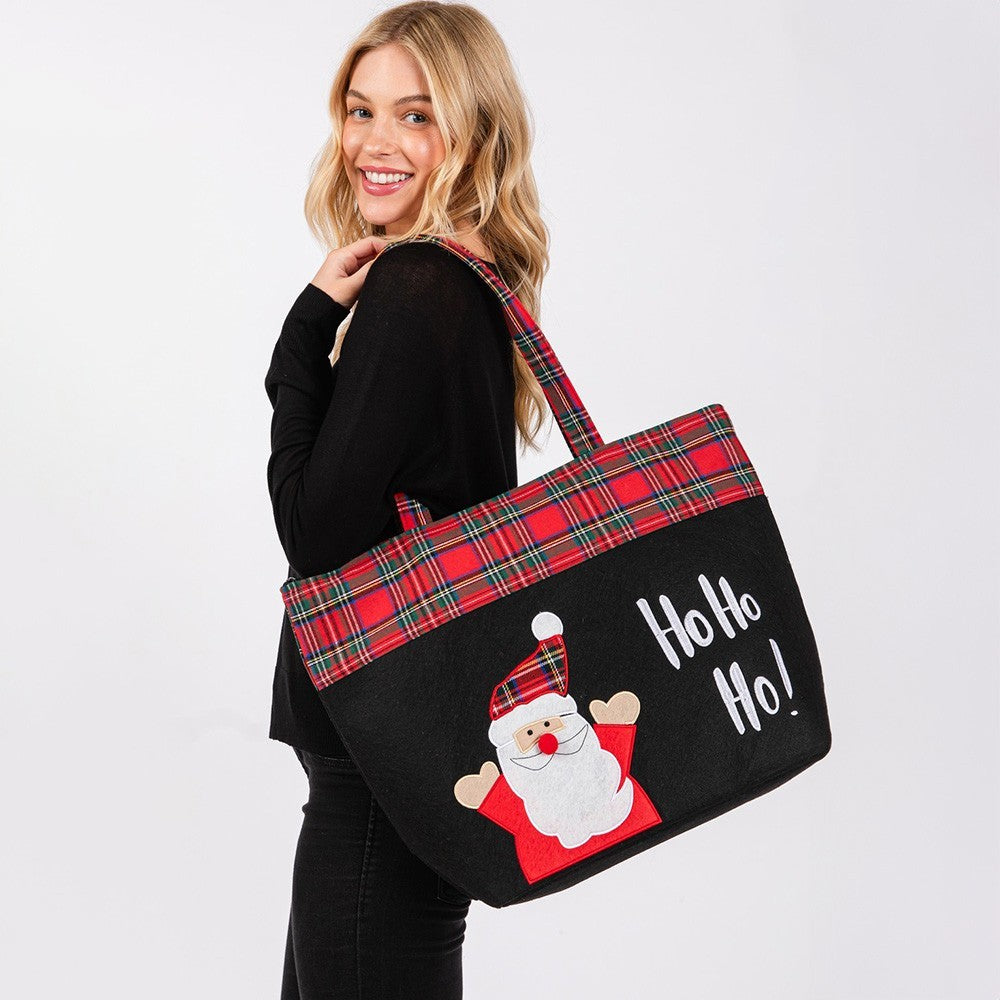 Let It Snow Snowman Christmas Tote Bag Holiday Shopping Reusable Shoulder Bag