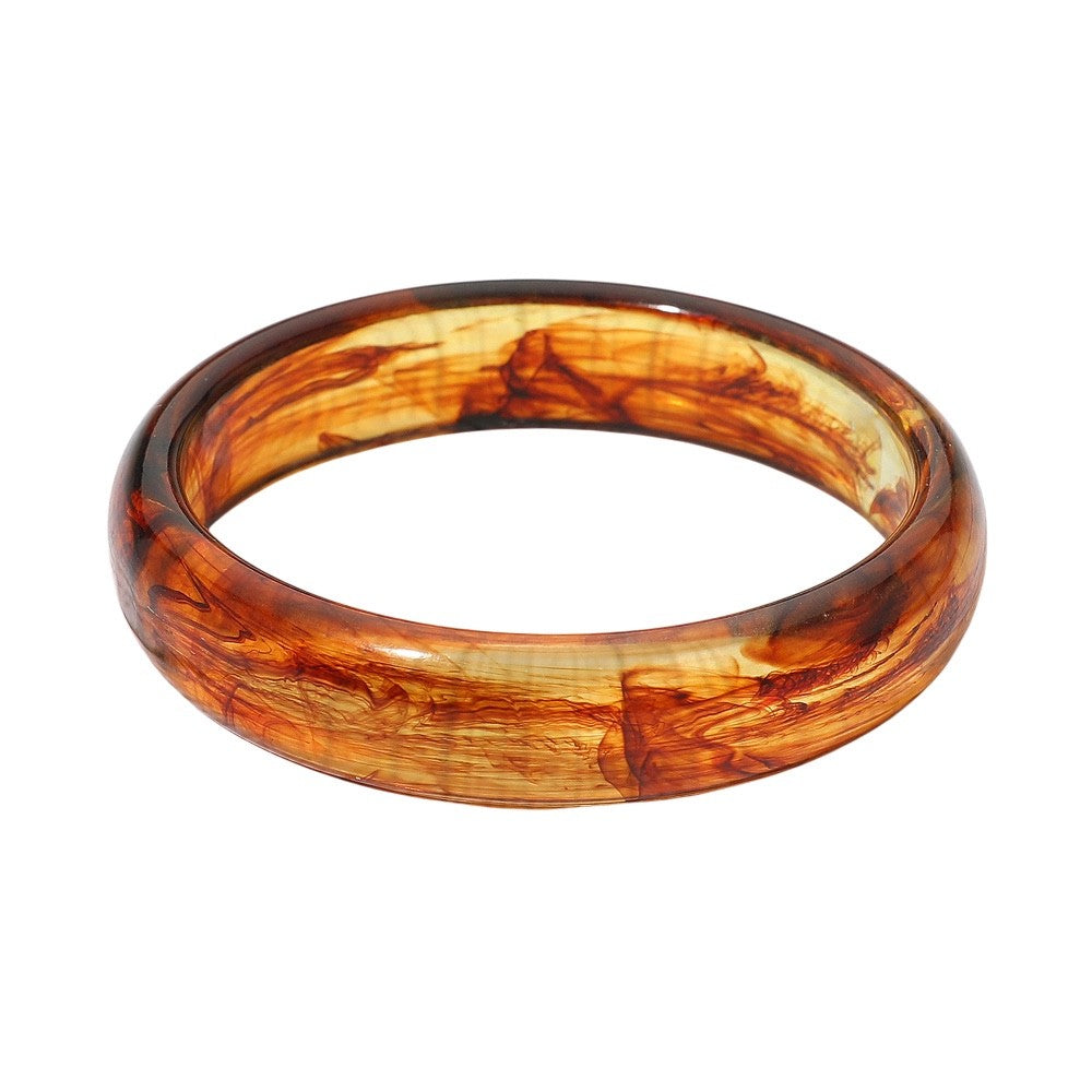 Tortoise Shell Resin Bangle Bracelet Brown Marble Pattern Fashion Jewelry
