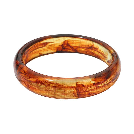 Tortoise Shell Resin Bangle Bracelet Brown Marble Pattern Fashion Jewelry