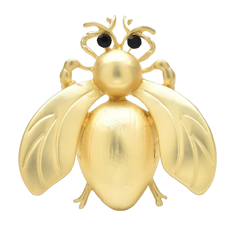 Gold Tone Black Crystal Eye Large Bumble Bee Insect Brooch Pin