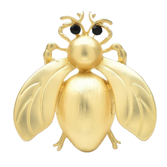 Gold Tone Black Crystal Eye Large Bumble Bee Insect Brooch Pin