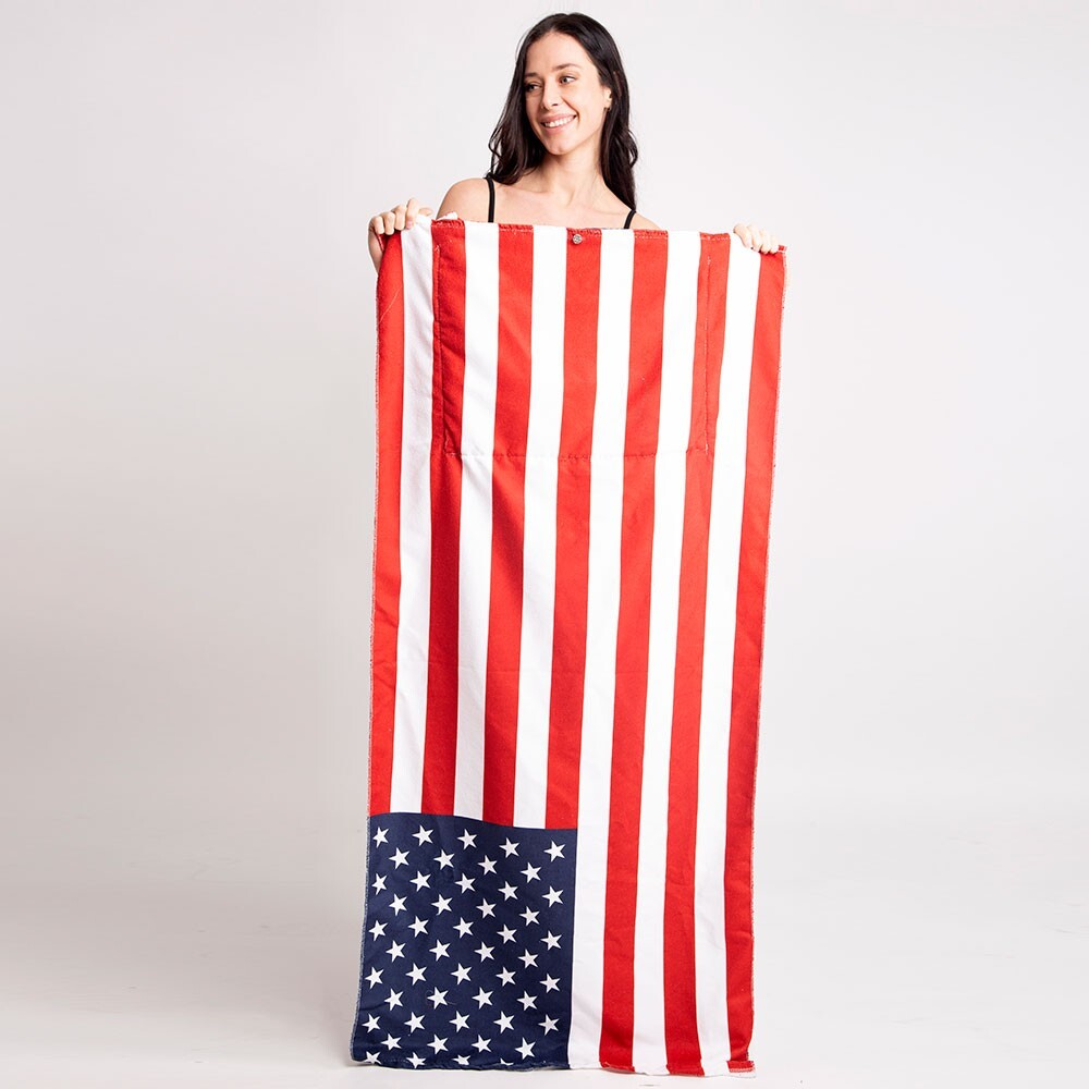 American USA Flag Print Beach Towel and Matching Tote Bag Set Beach Essentials