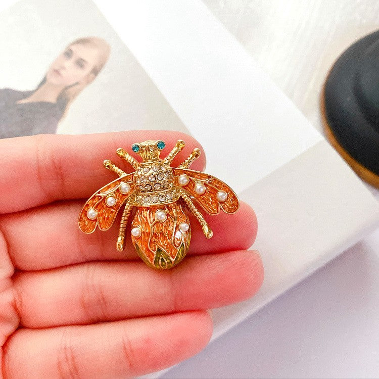 3pcs Bee Brooch Set Enamel Rhinestone Insect Pins Fashion Jewelry Gift