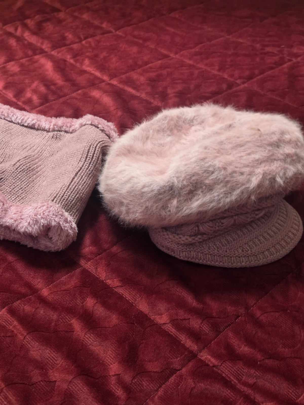 Women 2PC Winter Cable Knit Beanie Hat Scarf Set Fleece Lined Warm Thick