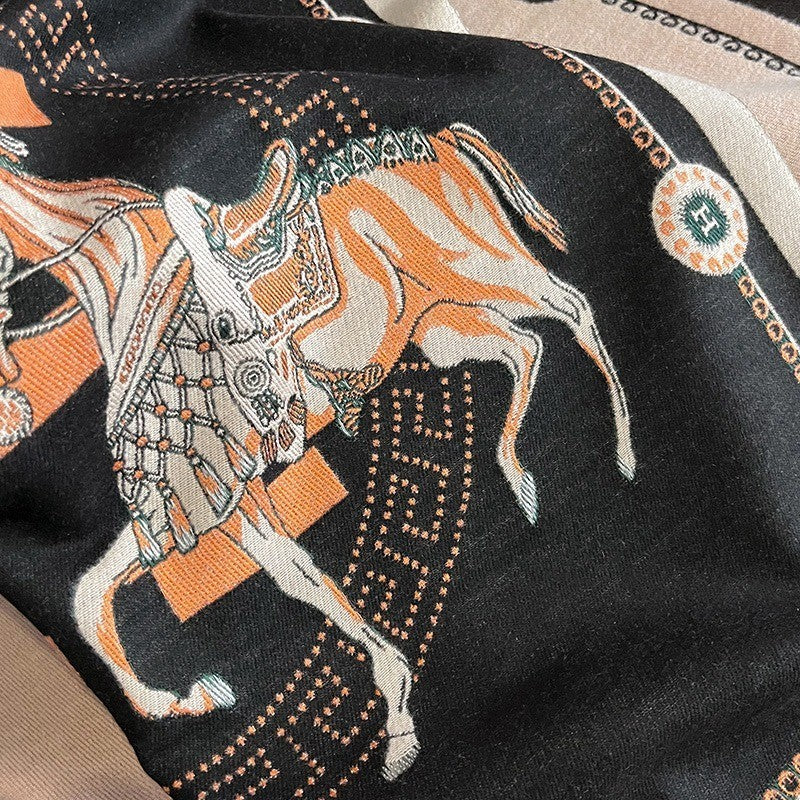 3 Pcs Best Selling Set Horse Print Pashmina Scarf Equestrian Shawl 73" x 26"